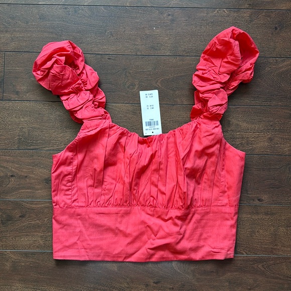 Abercrombie & Fitch Poplin Scrunch Strap Set Top (Red) - Picture 2 of 6